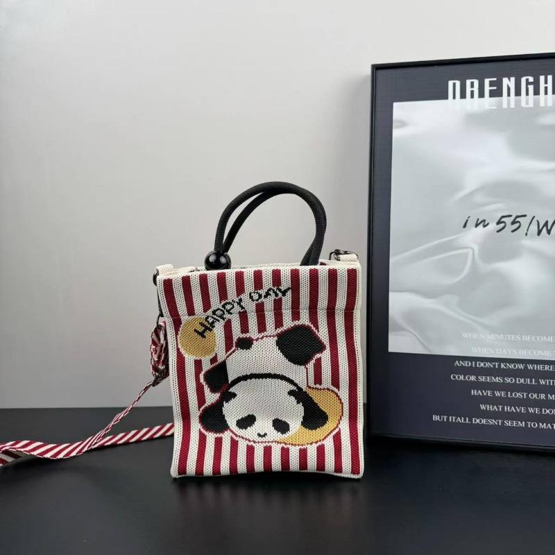 Small Square Bag Women's Handbag Niche Design New Cartoon Knitted Mobile Phone Bag Versatile Commuter Shoulder Messenger Bag