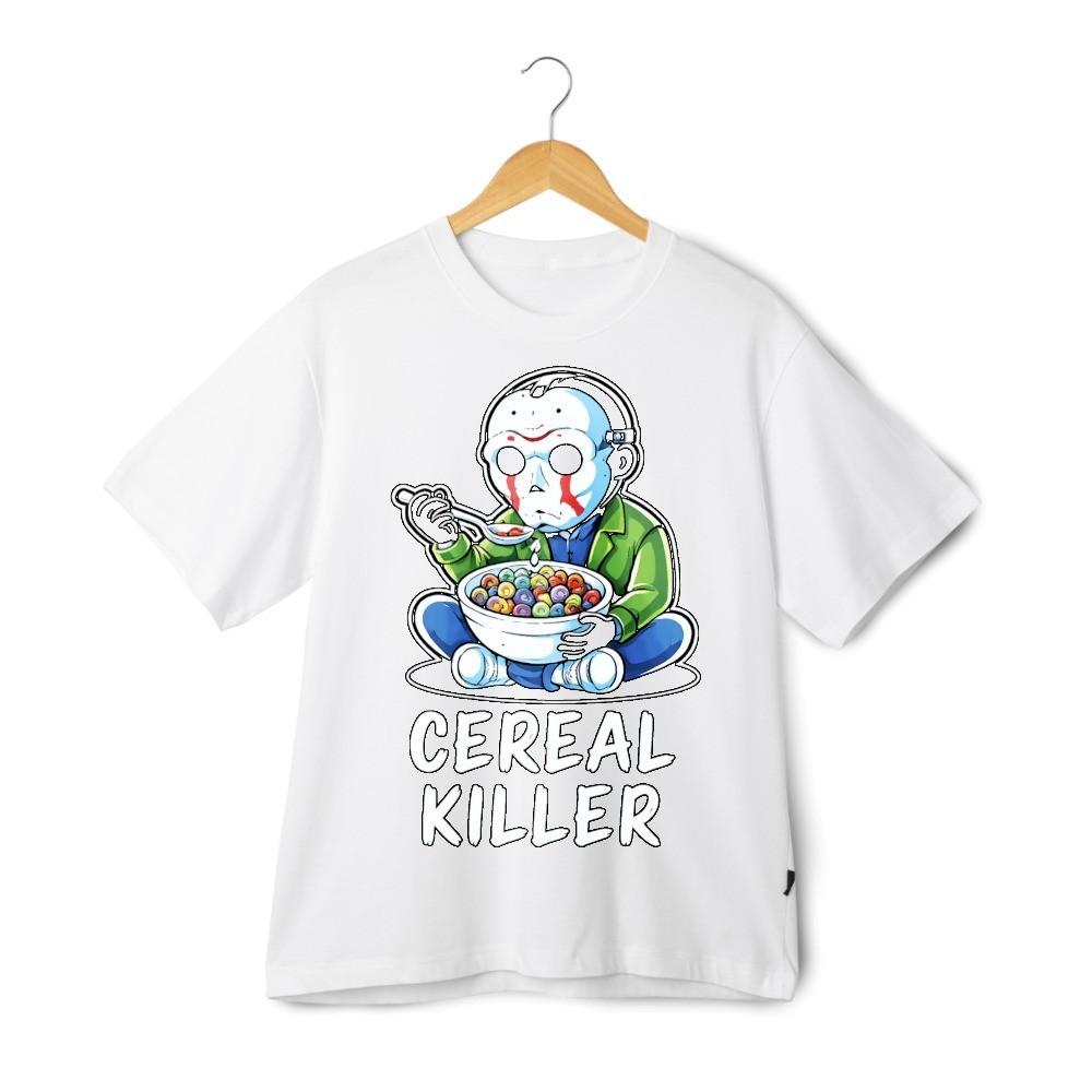 Cereal Killer Funny Horror Parody T-Shirt Spooky Graphic Unisex Tee S разноцветный