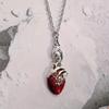 Fashionable Vampires Bat Heart Pendant Necklace with Elegant Crystals Accent for Mystery and Passion Casual Wear