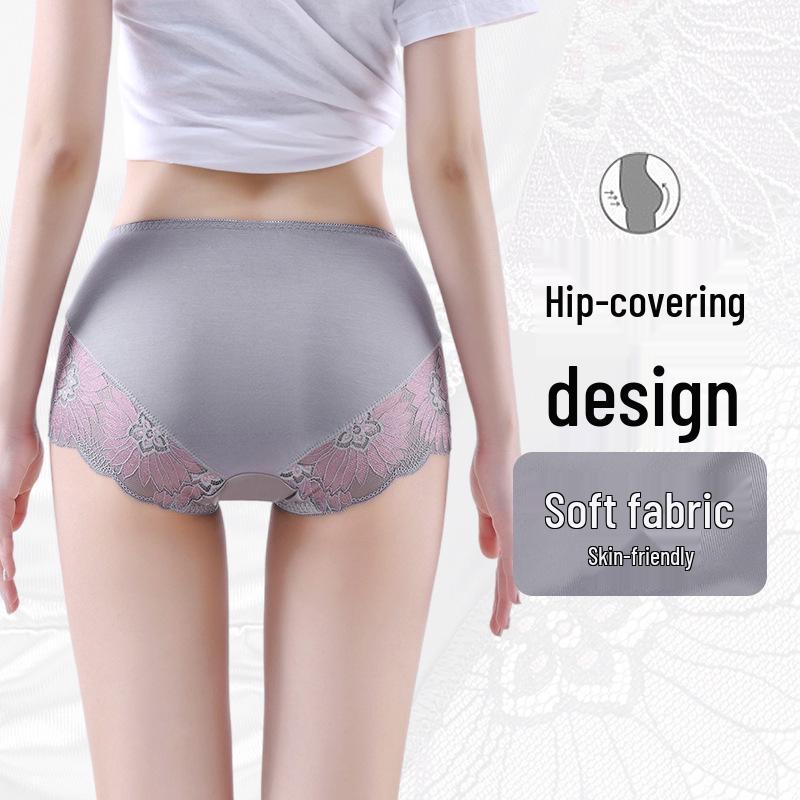 Mid-Rise Lace Hip-Lifting Panties - Comfortable, Sexy Triangle Design with Pure Cotton Crotch