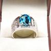 London Blue Topaz Oval Gemstone With 925 Sterling Silver Ring For Men's #B248 JL375681852037