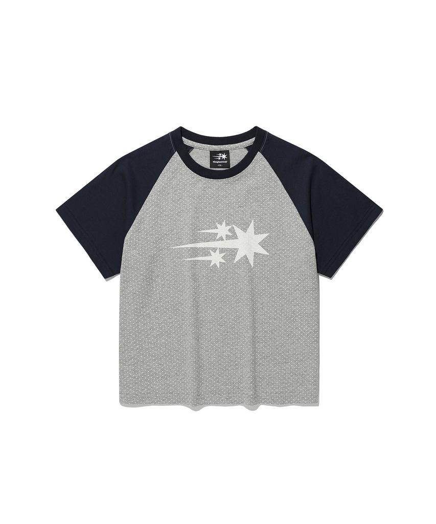 NICEGHOSTCLUB 3Star Dot Raglan Crop Tee_Grey(Ng2Gmft533A)