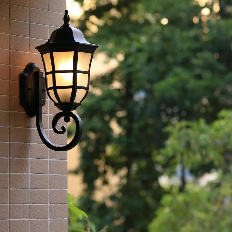 Sconce Lamp Waterproof Garden Decoration Outdoor Vintage Porch Lamp Black European Style Retro Outdoor Wall Light Garden