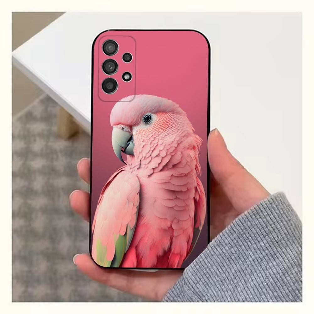 A-Animal Parrot Bird For Samsung S9,S10,S20,S10,S21,S25,S24,S23,Ultra,FE,Plus,Lite,Soft Silicone Black Case