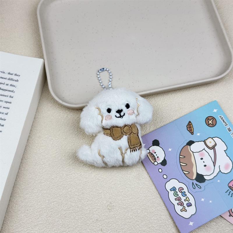 Adorable Dog Scarf Plush Keychain - Backpack Accessory, Doll Figure, Brooch