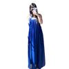 Kumikumi holiday style design sense loose blue suspender dress women's summer niche age-reducing A-word long dress