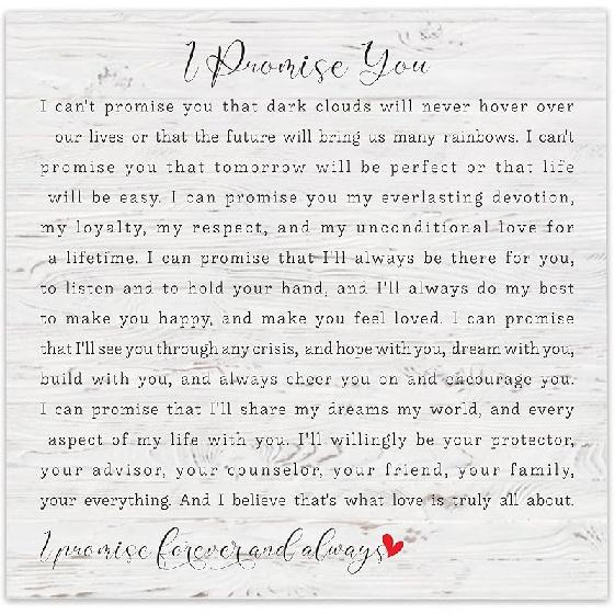 I Promise You Wood Sign, Valentines Day Gift for Couples, Gift for Girlfriend from Boyfriend, Anniversary Wedding Gift for Her Him Promise