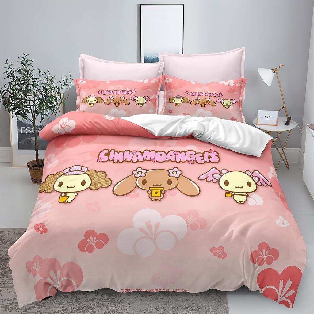 Sanrio Pom Pom Purin Cinnamoroll Bettwäschesets Bettdecke Steppdecke Bettbezug Bettbezug Kissenbezug 2-3-teilige Sets Kinder Erwachsenengröße