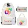 Sechs Sieben 67 Bedruckter Kinderrucksack Brottasche Federmäppchen Schultasche für Schüler Dreiteiliges Set