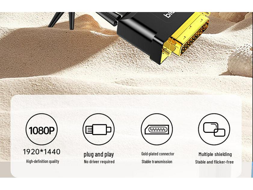 Biaz DVI To DisplayPort Male-to-Male HD Adapter for Computer To Projector Connection