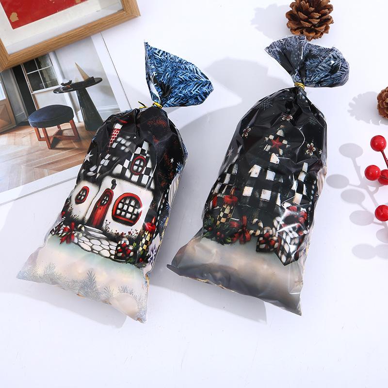 50/100Pcs Christmas Gift Bags Christmas Decorations For Home 2025 Xmas Gifts New Year 2026 Santa Claus Snowman Packaging Bags