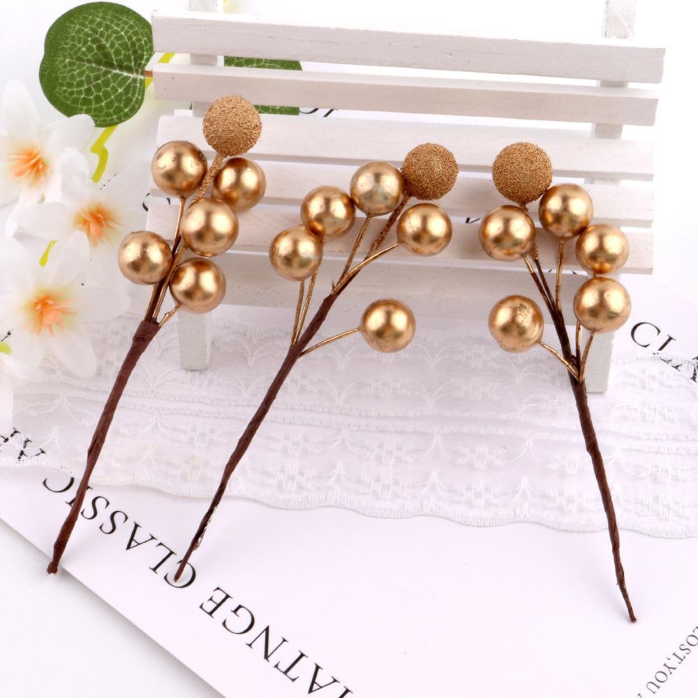 20 Pcs Simulated Christmas Artificial Berries Gold/Silver Gift Box Decorative Berries  Wedding
