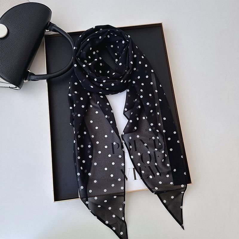 Retro Sweet Polka Dots Print Chiffon Scarf Women'S  All-Match Belt Scarf