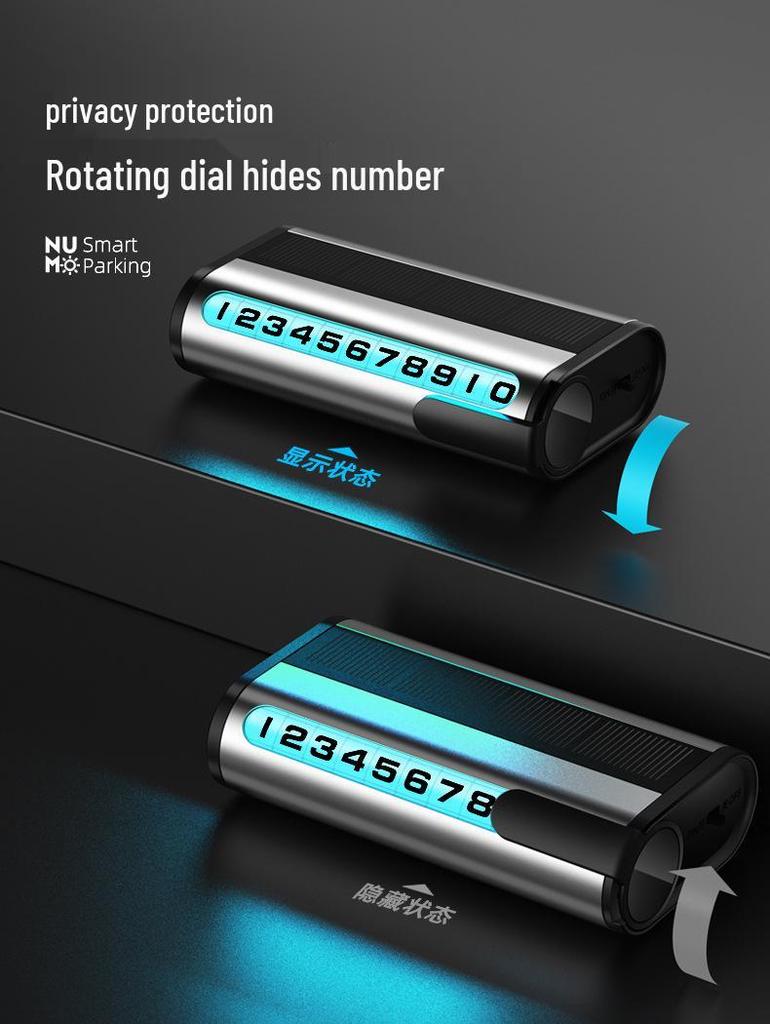 Solar-Powered Temporary Car Parking Number Plate with Hidden Phone Number