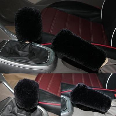 Synthetische wol pluche hoes handrem versnelling pak winter warme set universele auto auto accessoires