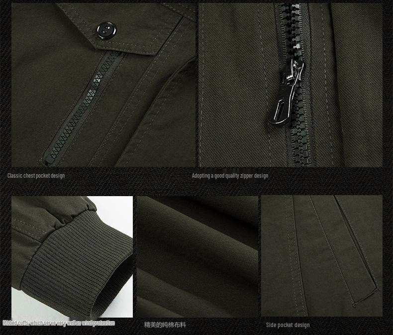 Men's Outdoor Stand Collar Zipper Jacket, European/American Style, Plus Velvet, Thickened for Autumn/Winter.
