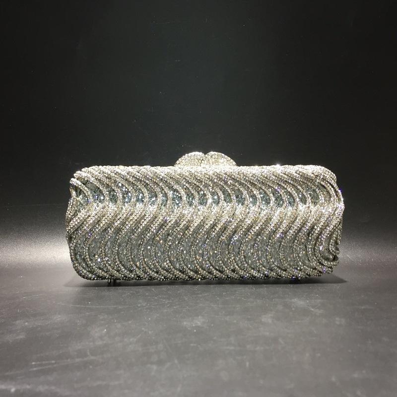 

Female Handbags Evening Prom Clutches Yellow Wave Shape Ladies Diamond Clutch Bags Luxury Women Crystal Dinner Party Handbags 20cmX8.5cmX5cm