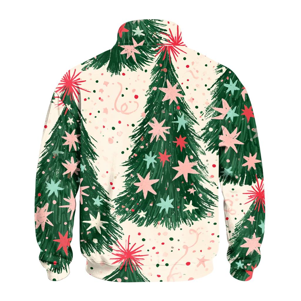 Men's Casual 1/4 Zip Mock Neck Sweatshirt with Christmas Print Pullover