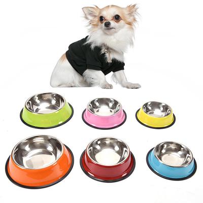 Pet Bowl Stainless Steel Dog Bowl Non-Slip Dog Cat Single Bowl