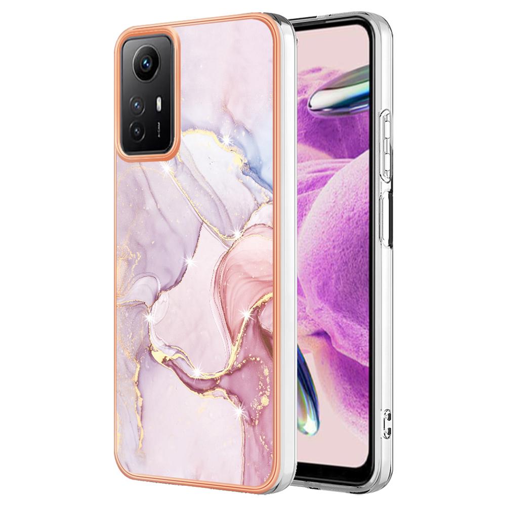 For Xiaomi Redmi Note 12S 4G TPU Case with IMD Marble Pattern Electroplated Back Cover