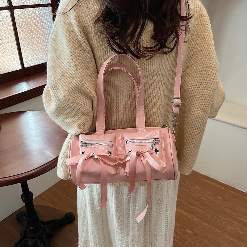 2025 new multi-pocket versatile tote bag niche design portable shoulder bag personalized sports locomotive bag 291414 розовый 2569₽