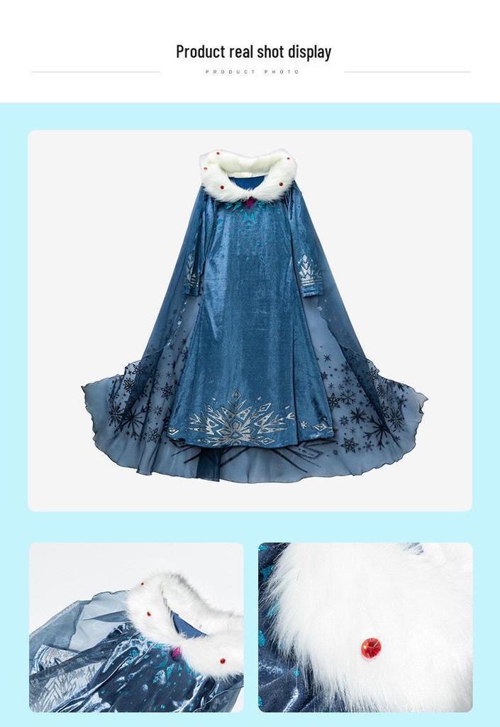 Girls' Frozen Elsa Princess Dress: Customizable Sweater Dress for Autumn and Winter