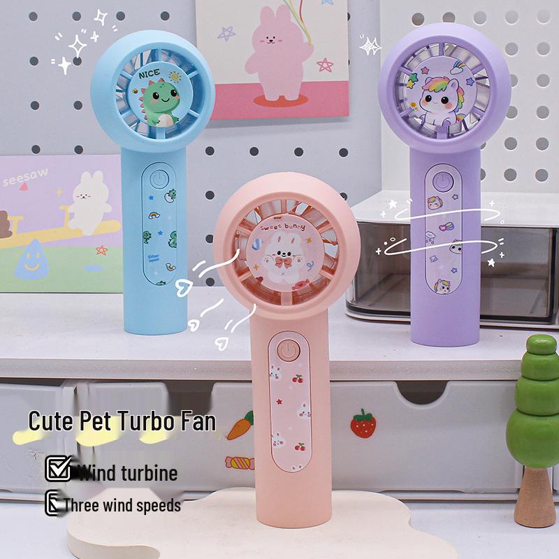 2026 Cartoon Pet Style Rechargeable Mini Handheld Fan - Cute, Portable, Summer Outdoor Use