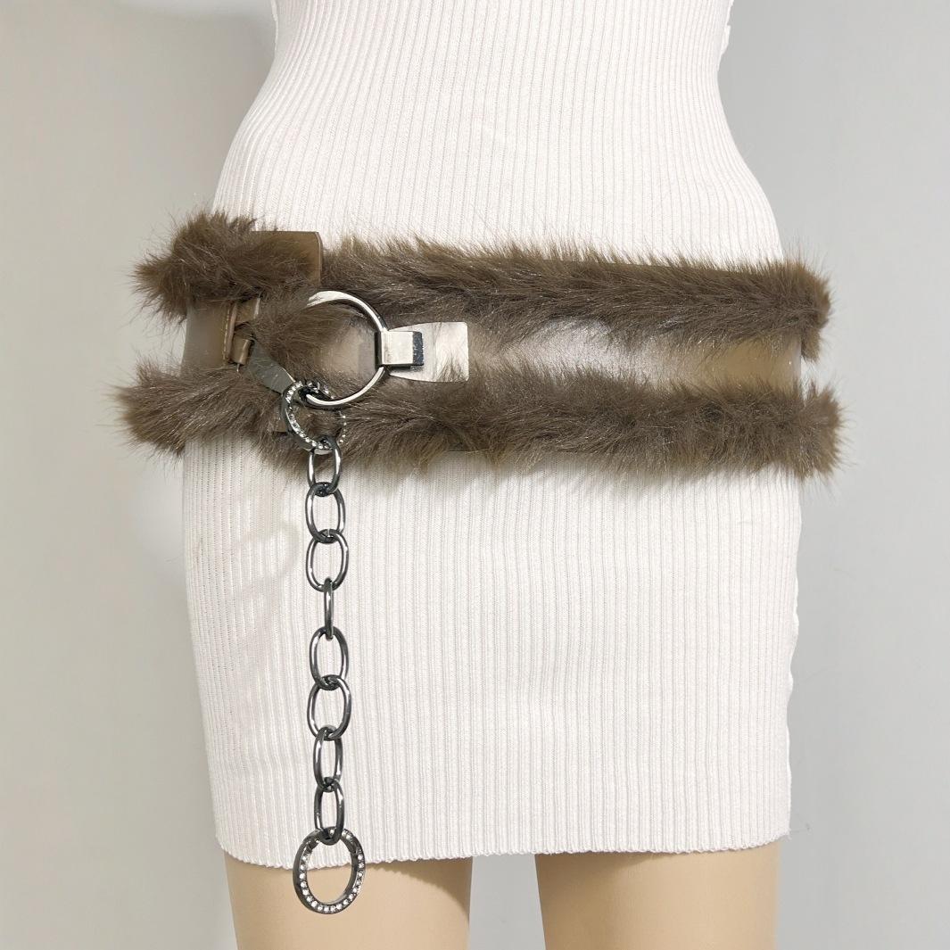 

The Fluffy Water Diamond Waist Chain, The Fluffy Wide Belt with Adjustable Buckles, The Shiny Belt, and The Millennial Girl, Qingya