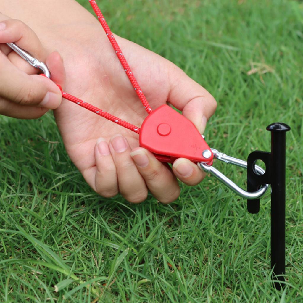 Tent Rope Lock Pulley Adjuster Fixed Buckle Rope Adjustable Ratchet Pulley Tent Stopper Tie Downs Rope Hanger Camping