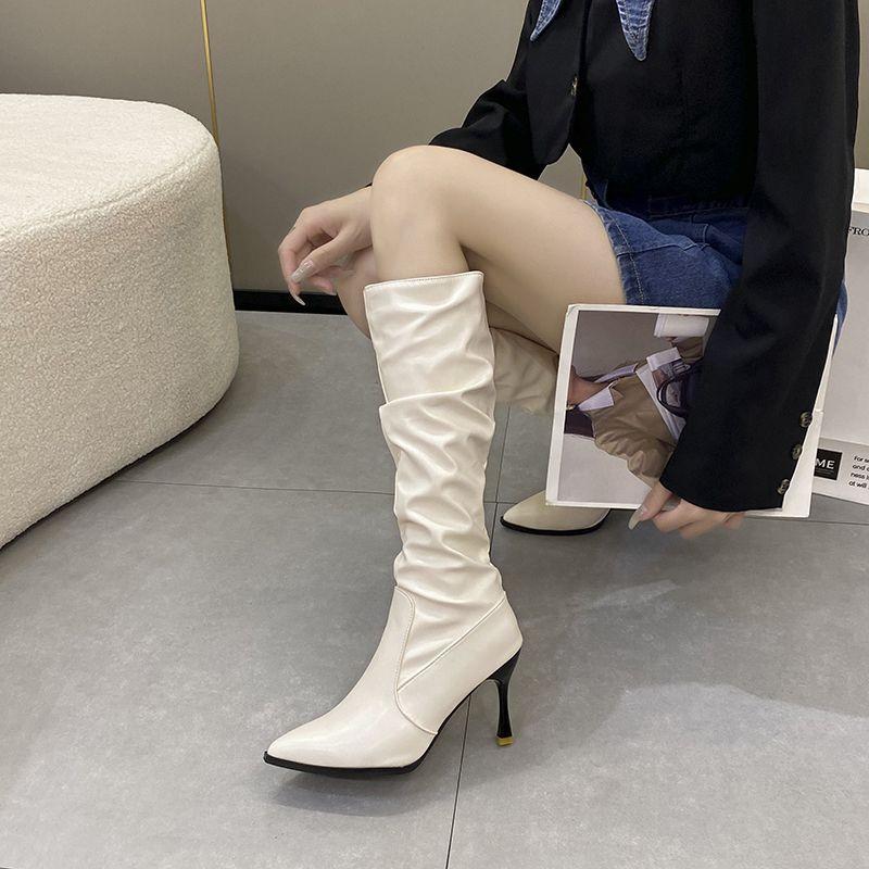 Fashion Autumn Winter High Heels Pointed Toe Women's Long Boots Comfortable and Elegant Fashion Y2k Leather Ladies Knee High Shaft Shoes