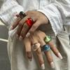Style Vintage Irregular Transparent Colored Resin Ring New Trend Boho Geometric Finger Rings Aesthetic Jewelry Accessories