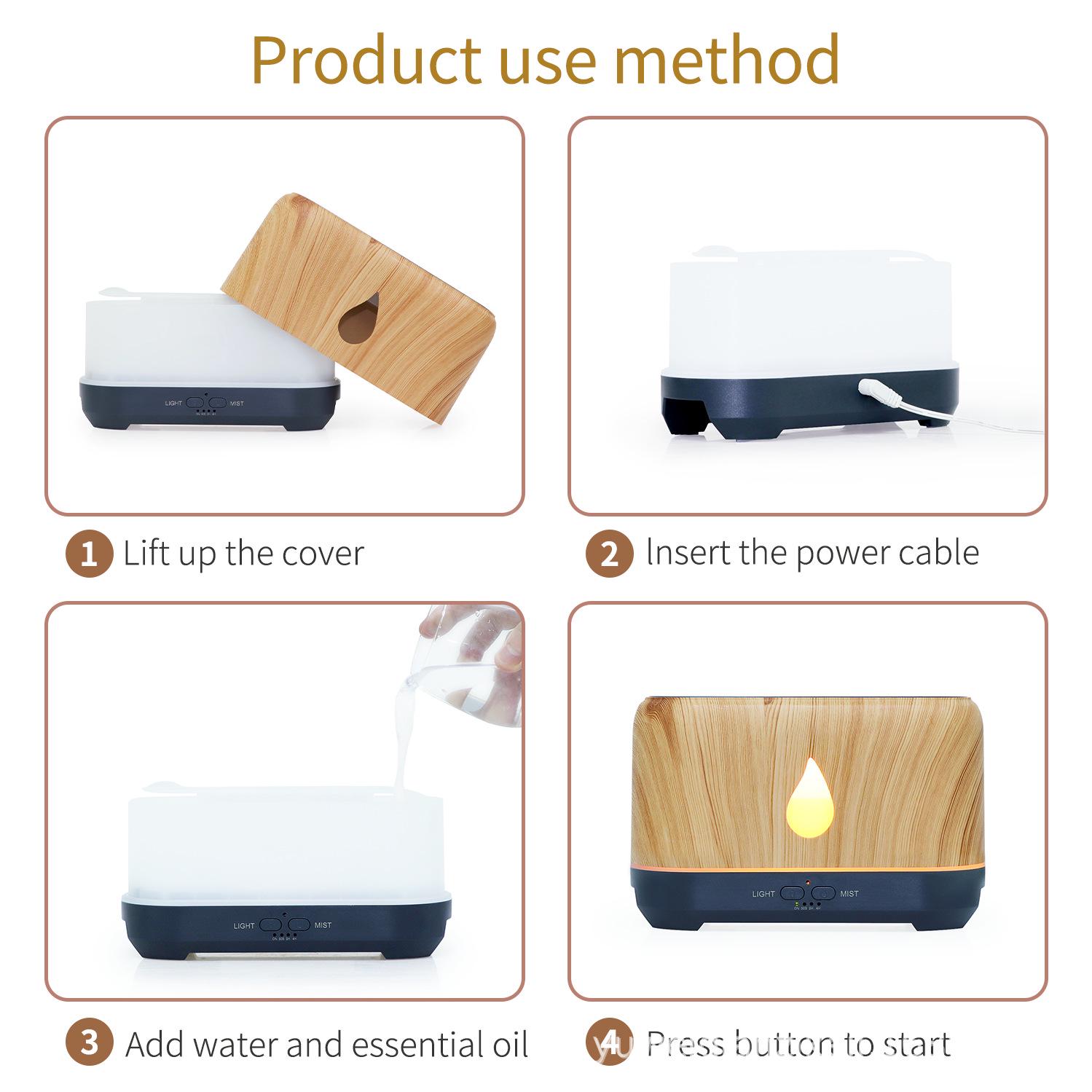 5V USB 3D Flame Aroma Diffuser, 200ml Atomizer, Hollow Water Drop Design Humidifier USB