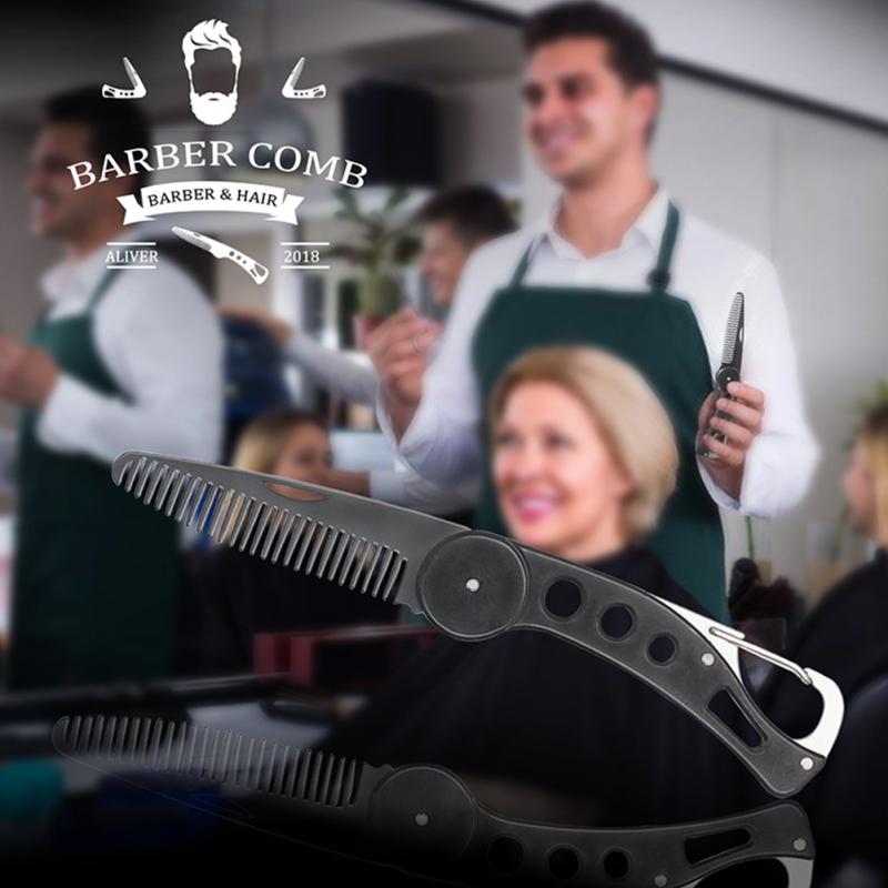 Stainless Steel Folding Comb Anti Static Beard Mustache Hairdressing Styling Comb for Men