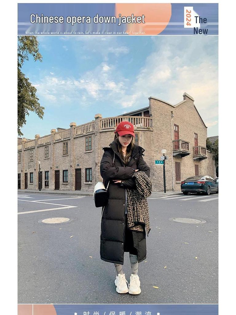 Women's Long Over-the-Knee Down Jacket - 2025 Winter Korean Style, Loose Fit, Thick White Duck Down, Mid-Length Coat for Couples