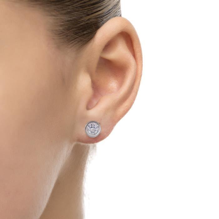 Boucles D'oreilles - LUXENTER - Imrak - Argent 925 - Zircone - Rhodié