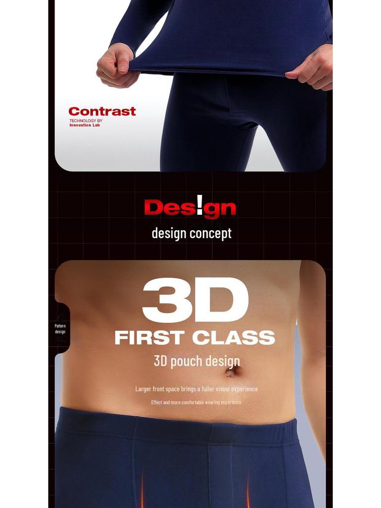 Men's Velvet-Lined Thermal Underwear Set: Seamless Cotton Sweater and Pants for Autumn/Winter