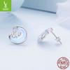 Niche Light Luxury Moon Cat Stud Earrings Female, Temperament S925 Sterling Silver Earrings