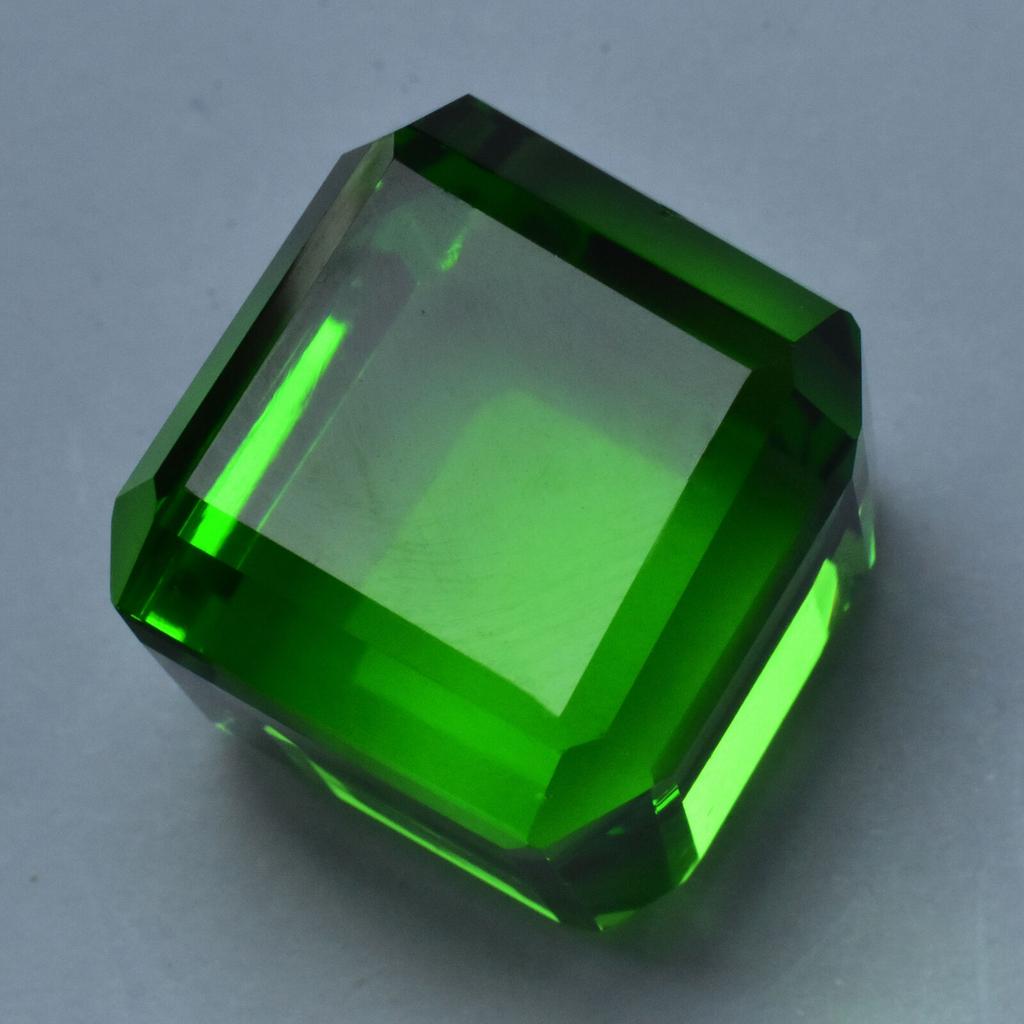 Lab-Created Peridot Loose Gemstone 54.40 Ct Cube Cut for Collection for Jewelry Making and Crafts