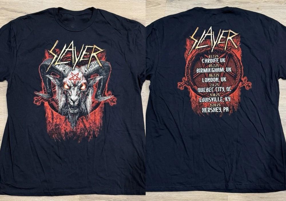 Slayer 2025 Tour UK USA T-Shirt Rare Size Metal Satan Goat Reprint Unisex T-Shirt