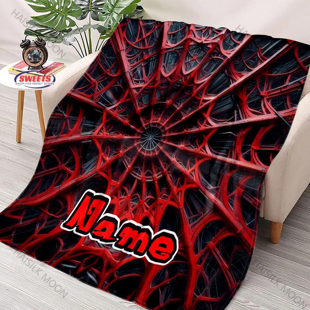 Personalized Name Custom Simulation Spider Web Print Blanket Home Travel Sofa Bedding Cover Blanket Christmas Gift for Friends
