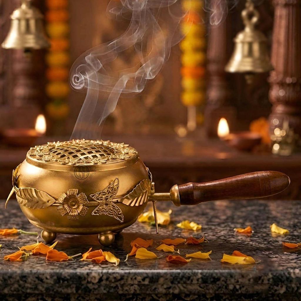 DSH Home Purifying Hand-Loban Incense Burner, Loban Burner with Handle, Dhoop Dhuni Burner