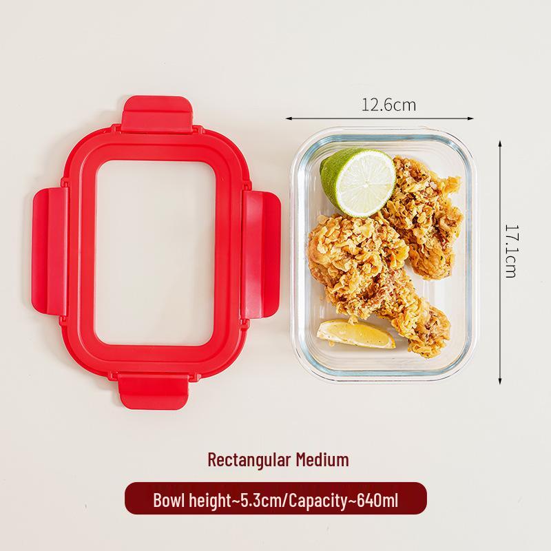 High Borosilicate Glass Lunch Box - Office Worker Bento Box with Fresh-Keeping Seal
