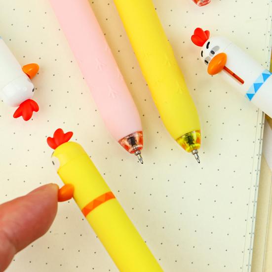 Uroczy Kurczaczek Klikany Długopis Żelowy 0,5 mm Szybkoschnący Tusz Zabawny Wysuwany Długopis Żelowy do Szkoły Biura Redukcja Stresu Nowy Przyrząd do Pisania