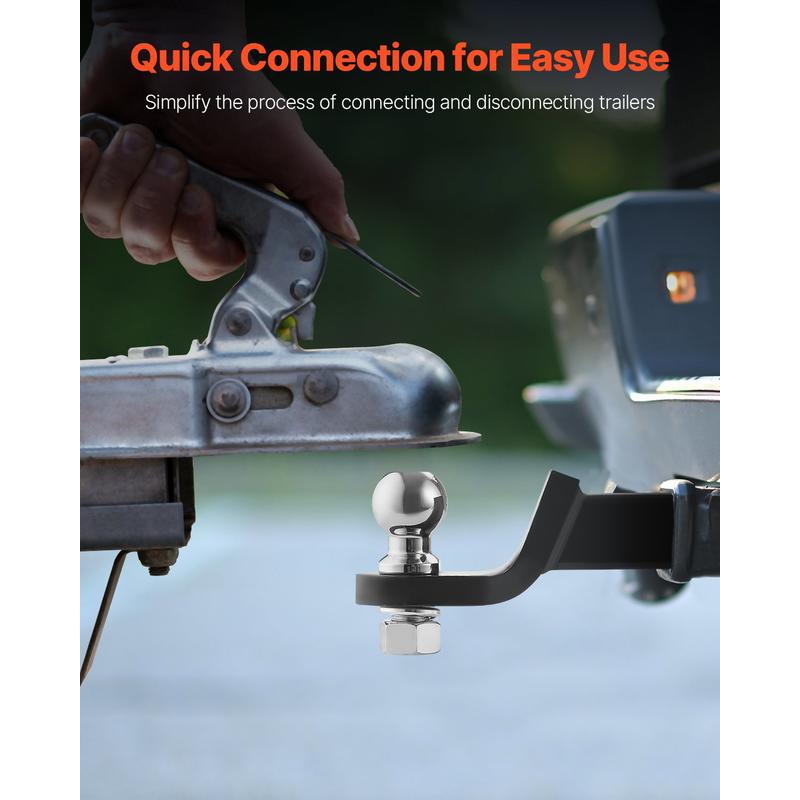 Trailer Hitch, Fits 2 Inches Receiver, Trailer Hitch Ball Mount with 2 Inches Ball and Pin, 7500 Lbs Capacity Ball Hitch, 2 Inches Drop, Tow Hitch
