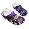 White EVA Clogs with Glow Butterfly Print, Lightweight Slip On Garden Shoes, Breathable Beach Sandals, Indoor Outdoor Slippers for Men Women