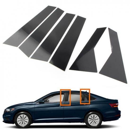 For VW Jetta - Door Trim Pillar Posts 6pcs/ Set Piano Cover Black
