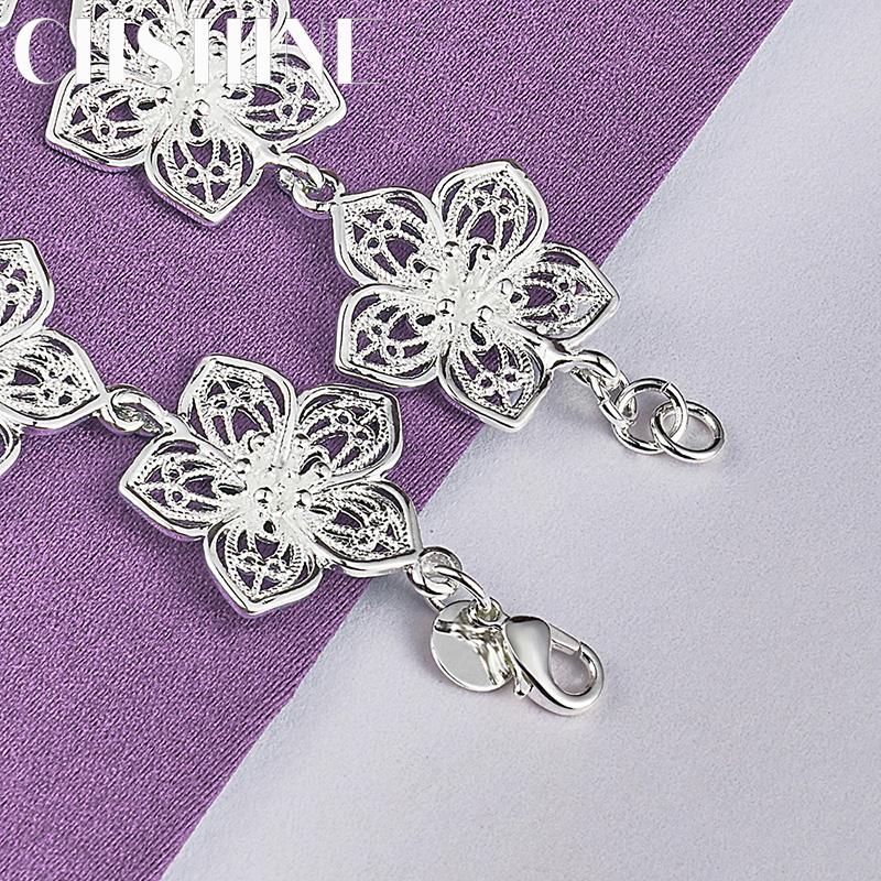 CHSHINE Fine 925 Sterling Silver Big Flower Charm Bracelet for Women Wedding Party Fashion Jewelry
