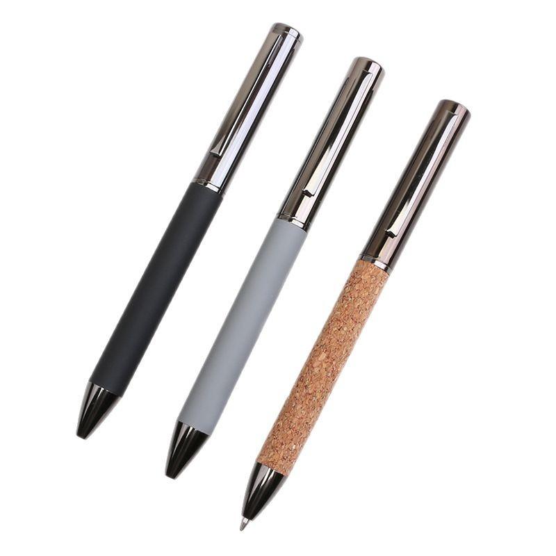 Environmentally Friendly Wood Metal Foreskin Ballpoint Pen Printing Logo Business Office Gift Pen Electroplating Gun Ash Medium Oil Neutral Pen