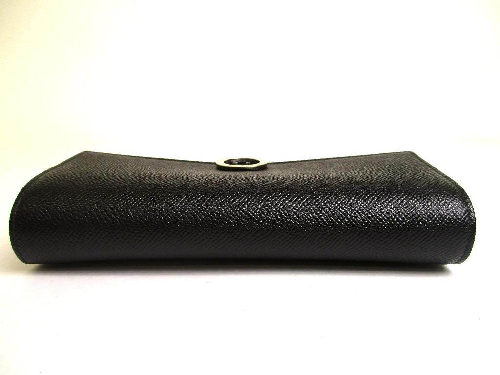 Authentic BVLGARI Black Leather Logo Clip Bifold Long Wallet #a842  Refurbished