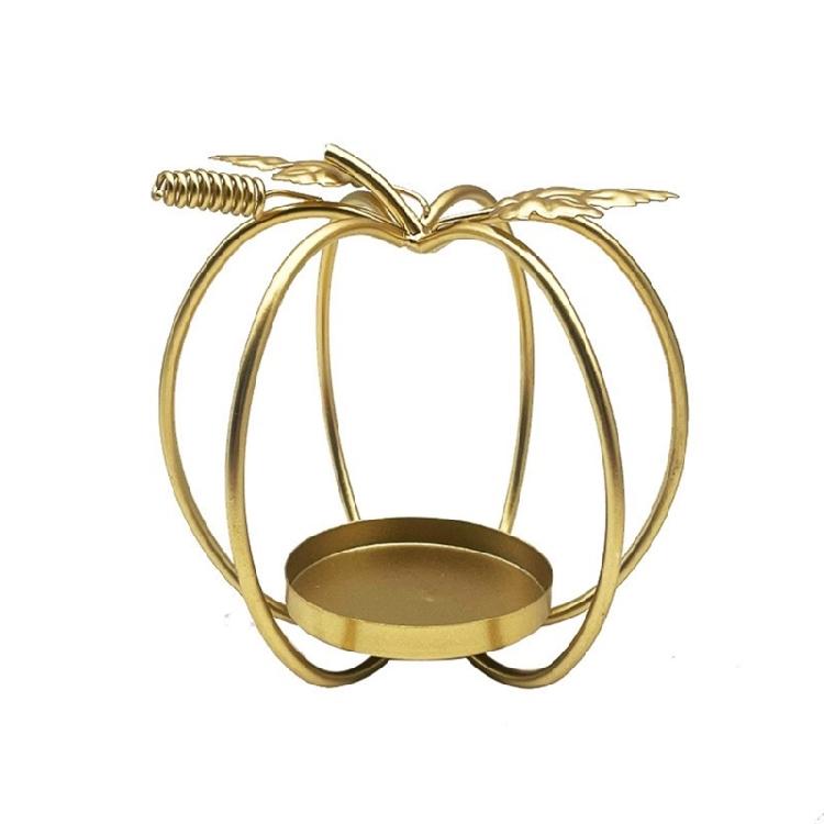 Halloween Hollow Out Pumpkin Tealight Candle Stand Metal Iron Candlestick for Elegant Dining Table Centerpieces Decors